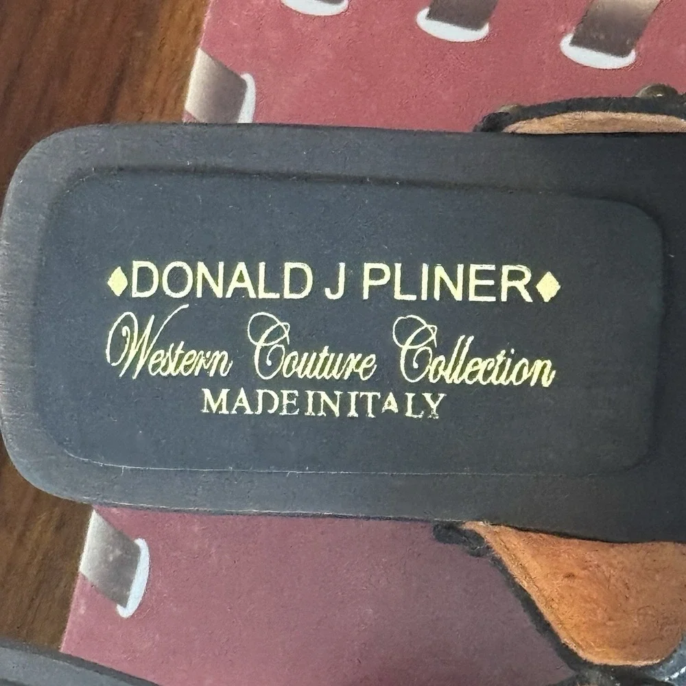 Donald‎ J Pliner Studded Black Suede Mules Western Couture Size 7 Made Italy NIB